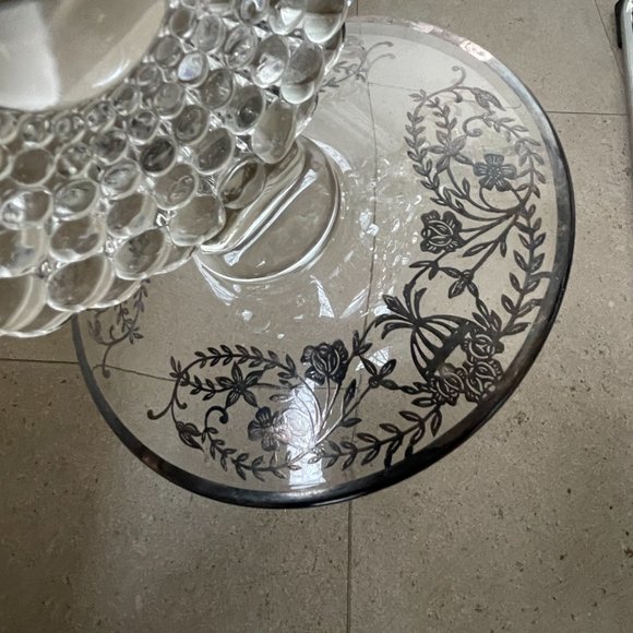 Vintage Candlestick Holder Double Arm Beaded Glass Floral Detail - Picture 4 of 8